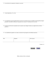 Forme 12.1 Clauses De Prorogation (Corporation Sans Capital-Actions) - Manitoba, Canada (French), Page 3