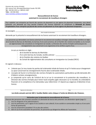 Renouvellement De Licence Autorisant Le Recrutement De Travailleurs Etrangers - Manitoba, Canada (French)