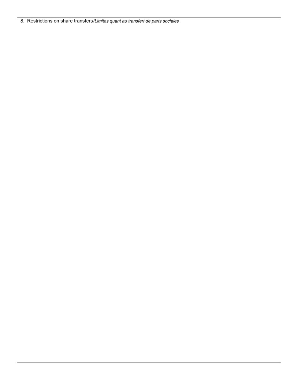 Form 8 Articles of Amalgamation - Credit Unions - Manitoba, Canada (English / French), Page 3