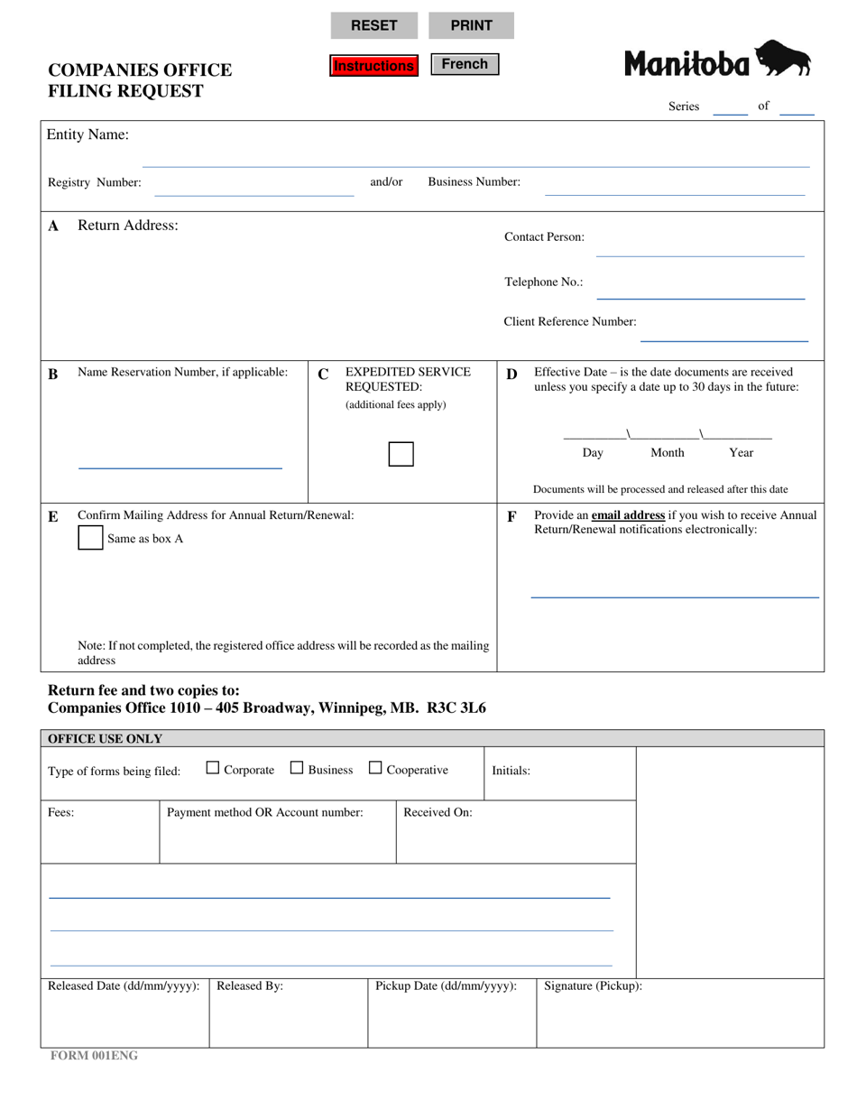Form 3 Dissolution of a Business Name - Manitoba, Canada, Page 1
