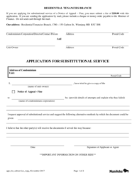 &quot;Application for Substitutional Service&quot; - Manitoba, Canada