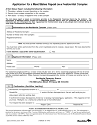 &quot;Application for a Rent Status Report on a Residential Complex&quot; - Manitoba, Canada