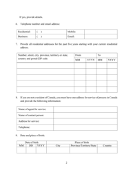 Form 45-110F4 Portal Individual Information - British Columbia, Canada, Page 2