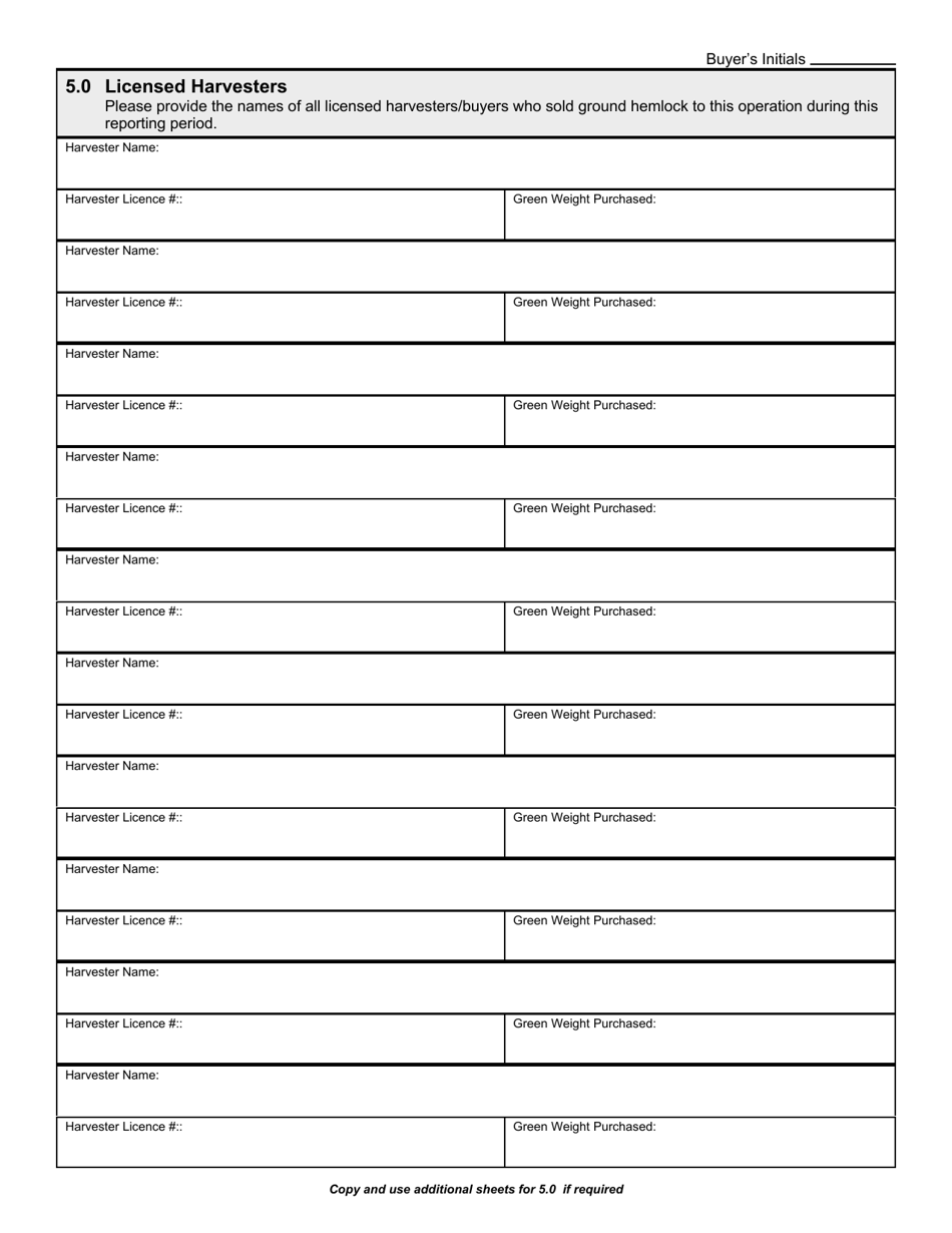 Form 09F015-22893 Ground Hemlock (Taxus Canadensis) Buyers Semi-annual Report Form - Prince Edward Island, Canada, Page 3