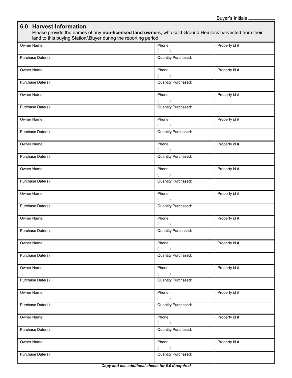 Form 09F015-22893 Ground Hemlock (Taxus Canadensis) Buyers Semi-annual Report Form - Prince Edward Island, Canada, Page 4