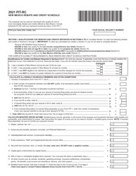 Document preview: Form PIT-RC New Mexico Rebate and Credit Schedule - New Mexico, 2021
