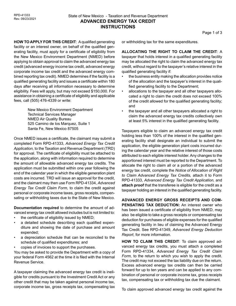 Form RPD-41333 Advanced Energy Tax Credit Application - New Mexico, Page 4
