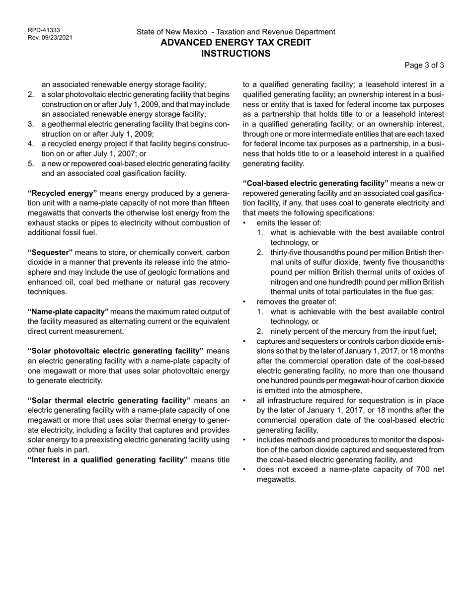 Form RPD-41333 Advanced Energy Tax Credit Application - New Mexico, Page 6