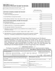 Form FID-1 Fiduciary Income Tax Return - New Mexico, Page 2