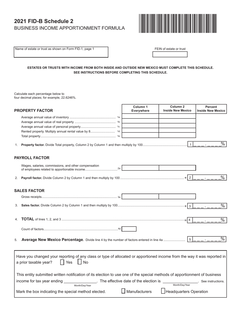Form FID-1 Fiduciary Income Tax Return - New Mexico, Page 4