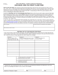 Form RPD-41290 &quot;High-Wage Jobs Tax Credit Claim Form&quot; - New Mexico