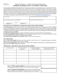 Form RPD-41321 &quot;Biodiesel Blending Facility Tax Credit Claim Form&quot; - New Mexico