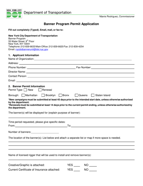Banner Program Permit Application - New York City