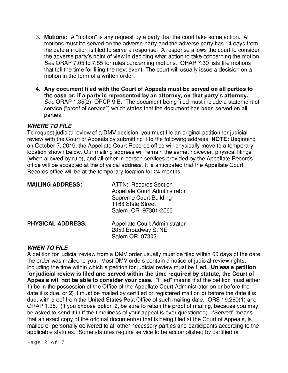 Petition for Judicial Review (Driver  Motor Vehicle Services Division) - Oregon, Page 2