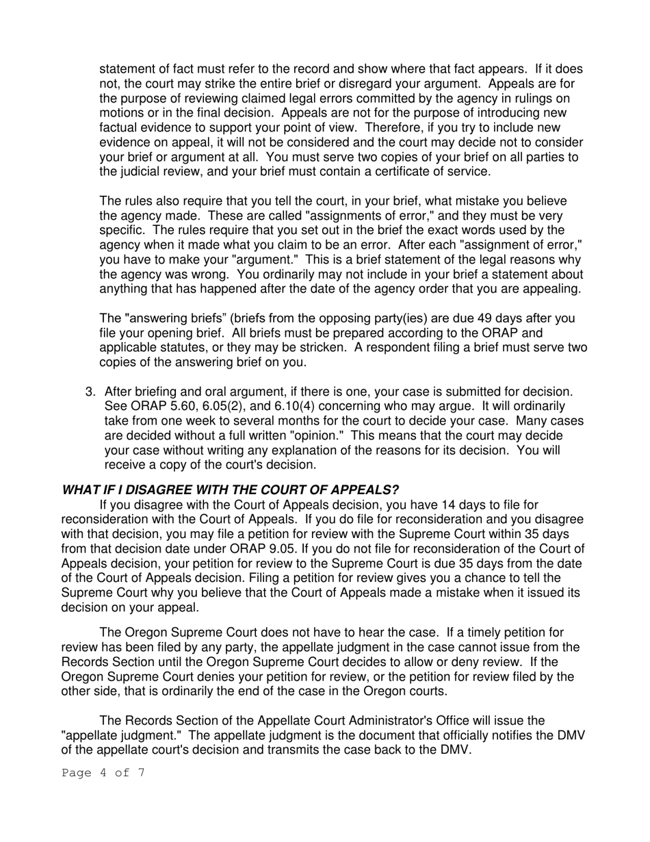Petition for Judicial Review (Driver  Motor Vehicle Services Division) - Oregon, Page 4