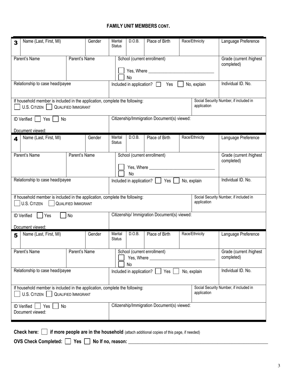 Form DSS-8228 Work First Cash Assistance Application and Review Documentation Workbook - North Carolina, Page 3