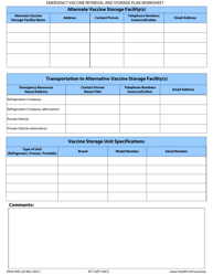 Form DHA-IHD Emergency Vaccine Retrieval and Storage Plan Worksheet, Page 2
