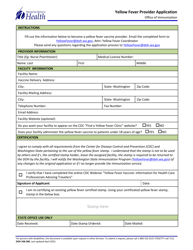 Document preview: DOH Form 348-288 Yellow Fever Vaccine Provider Application - Washington