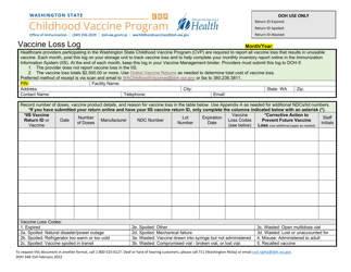 Document preview: DOH Form 348-154 Vaccine Loss Log - Childhood Vaccine Program - Washington