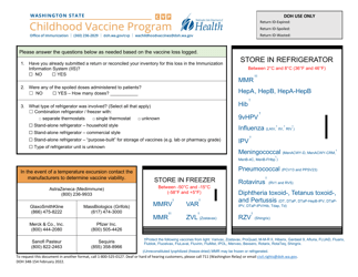 DOH Form 348-154 Vaccine Loss Log - Childhood Vaccine Program - Washington, Page 2