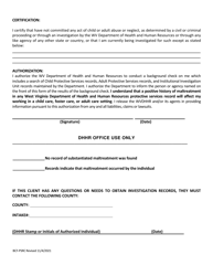 Authorization and Release for Protective Services Record Check - Agencies/Providers in-State - West Virginia, Page 2