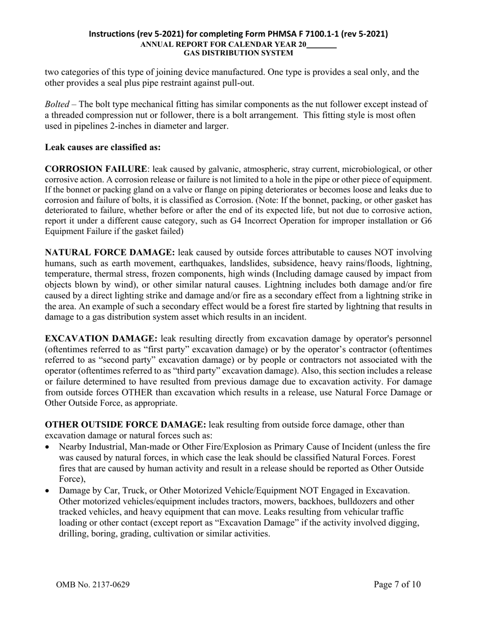 Instructions for Form F7100.1-1 Gas Distribution Annual Report Form, Page 7