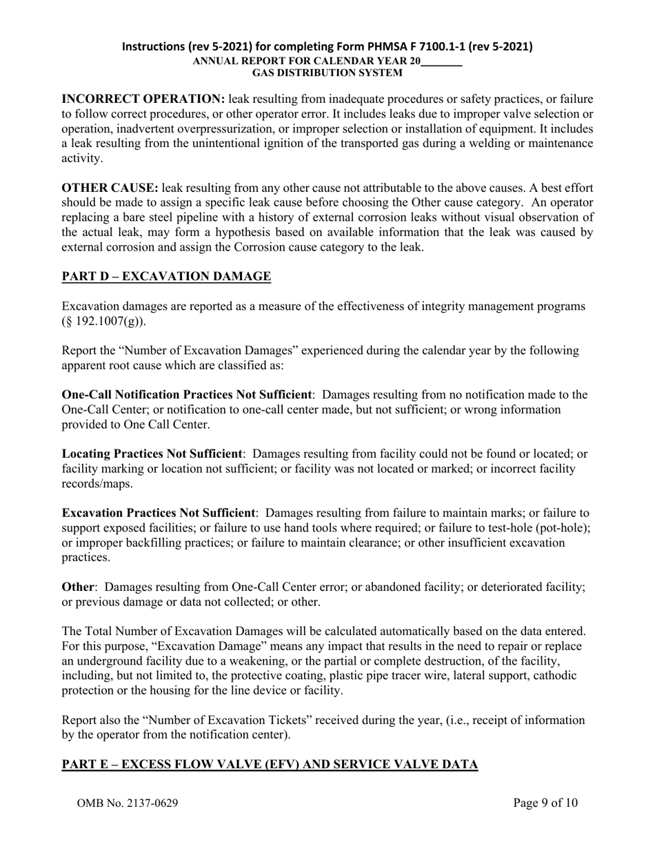Instructions for Form F7100.1-1 Gas Distribution Annual Report Form, Page 9