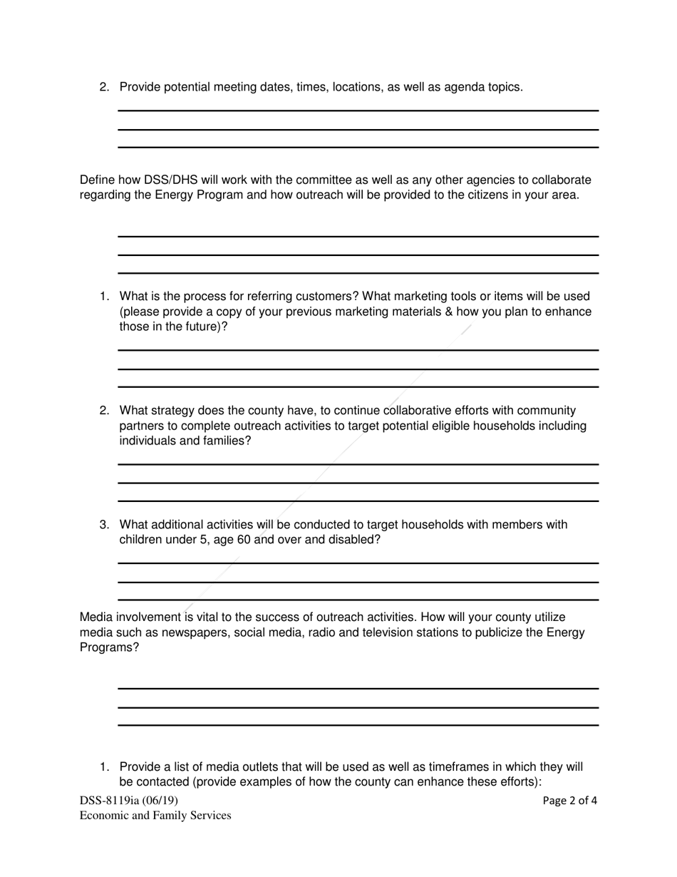 Form DSS-8119IA Energy Programs Outreach Plan - North Carolina, Page 2