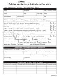 Document preview: Formulario PA600 ERA-S Solicitud Para Asistencia De Alquiler De Emergencia - Pennsylvania (Spanish)