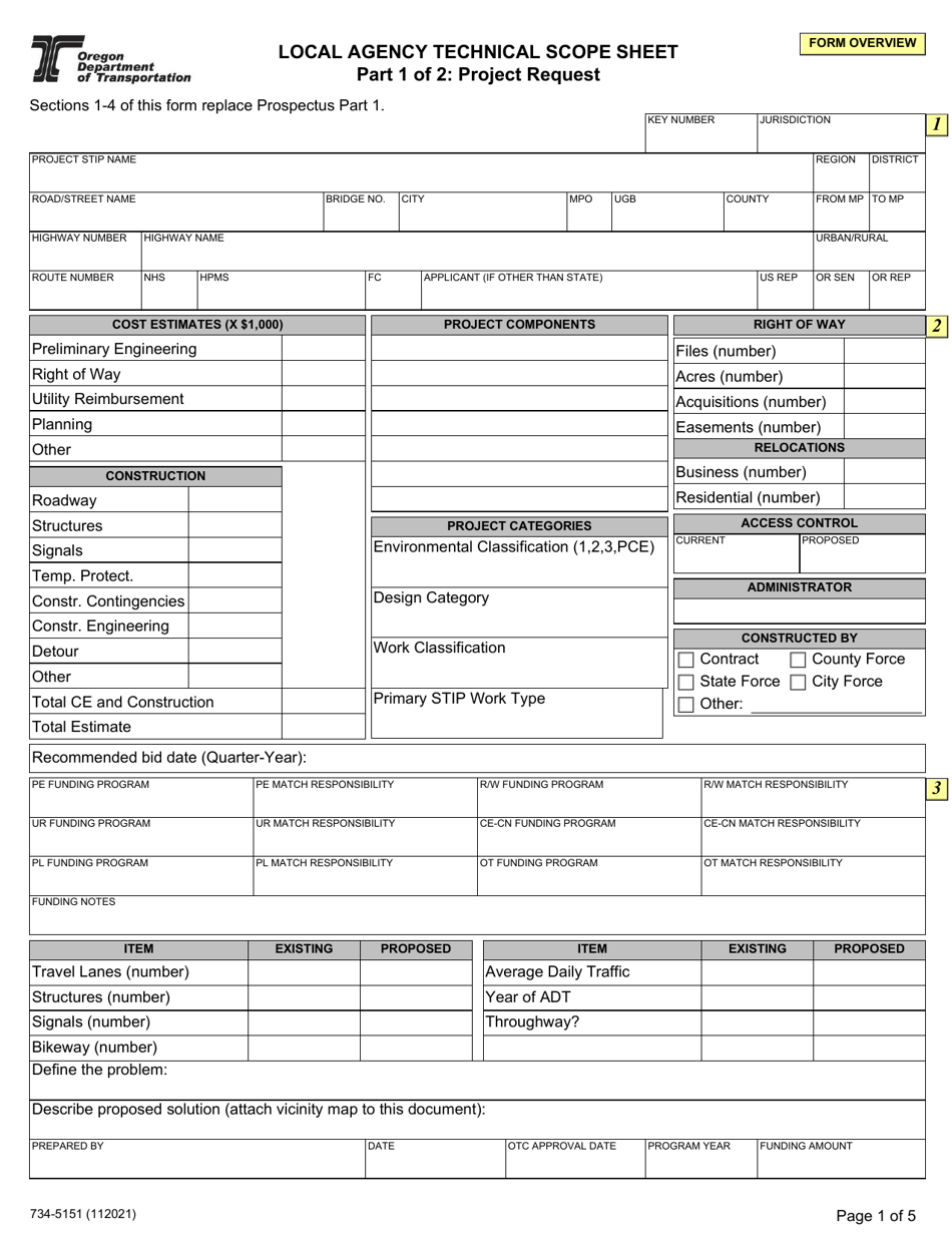 Form 734-5151 - Fill Out, Sign Online and Download Fillable PDF, Oregon ...