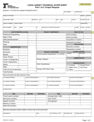 Form 734-5151 Local Agency Technical Scope Sheet - Oregon