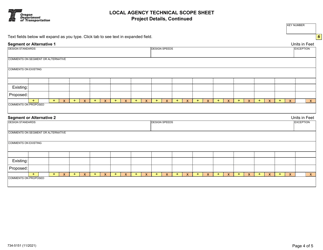 Form 734-5151 Local Agency Technical Scope Sheet - Oregon, Page 4