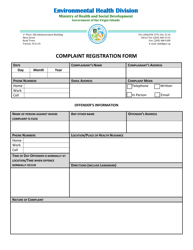 Document preview: Complaint Registration Form - British Virgin Islands
