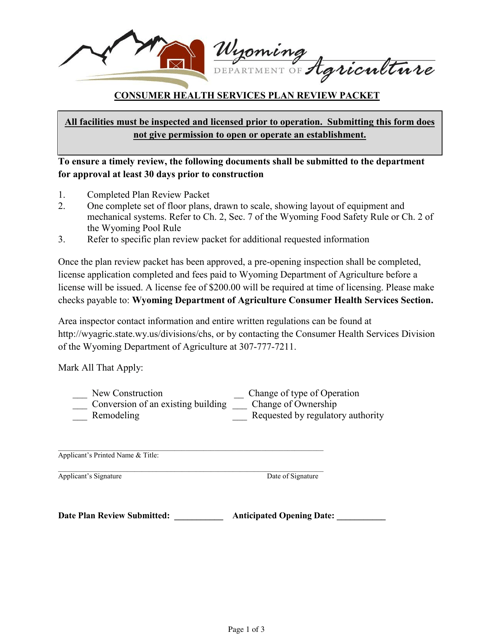 General Plan Review Form - Wyoming Download Pdf