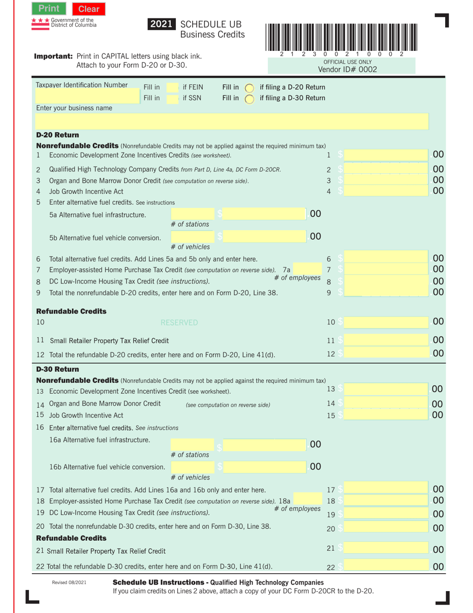 2021 Washington D C Business Credits Fill Out Sign Online and 2021 Washington D C Business Credits Fill Out Sign Online and