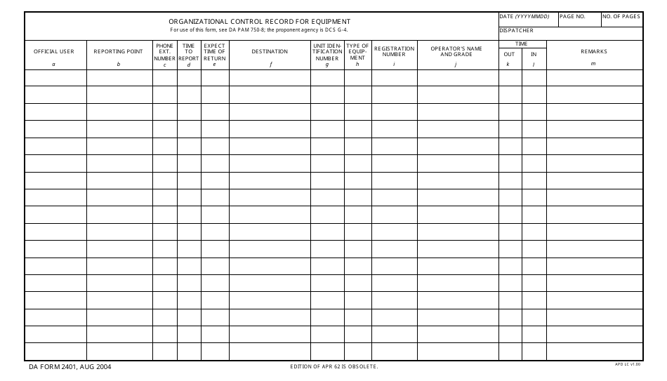 DA Form 2401 - Fill Out, Sign Online and Download Fillable PDF ...