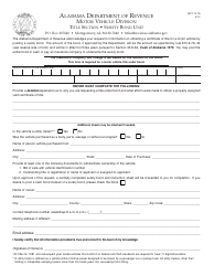Form MVT-10-1A &quot;Surety Bond Request&quot; - Alabama