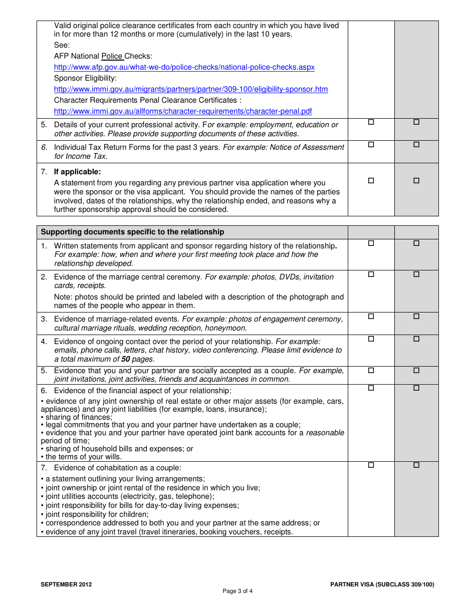 New Delhi, Delhi India Australian Partner Visa Application Checklist ...