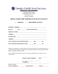 Application for Certificate of Occupancy - Township of Saddle Brook, New Jersey, Page 3