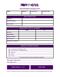 &quot;Payroll Status Change Form - Protocall&quot;