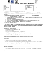 Document preview: National Honor Society Application Form - Suffolk Public Schools - Suffolk, Virginia
