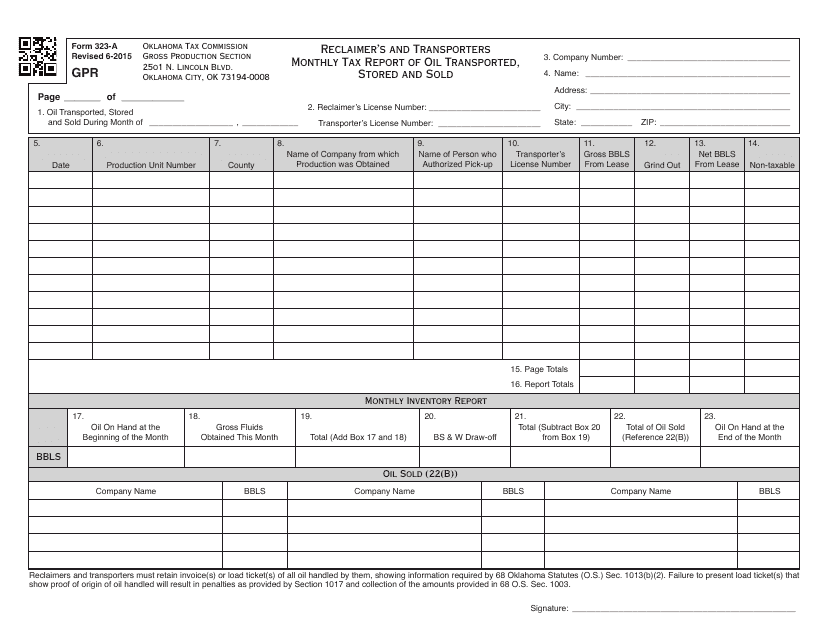Form 323A Download Printable PDF or Fill Online Reclaimer's and