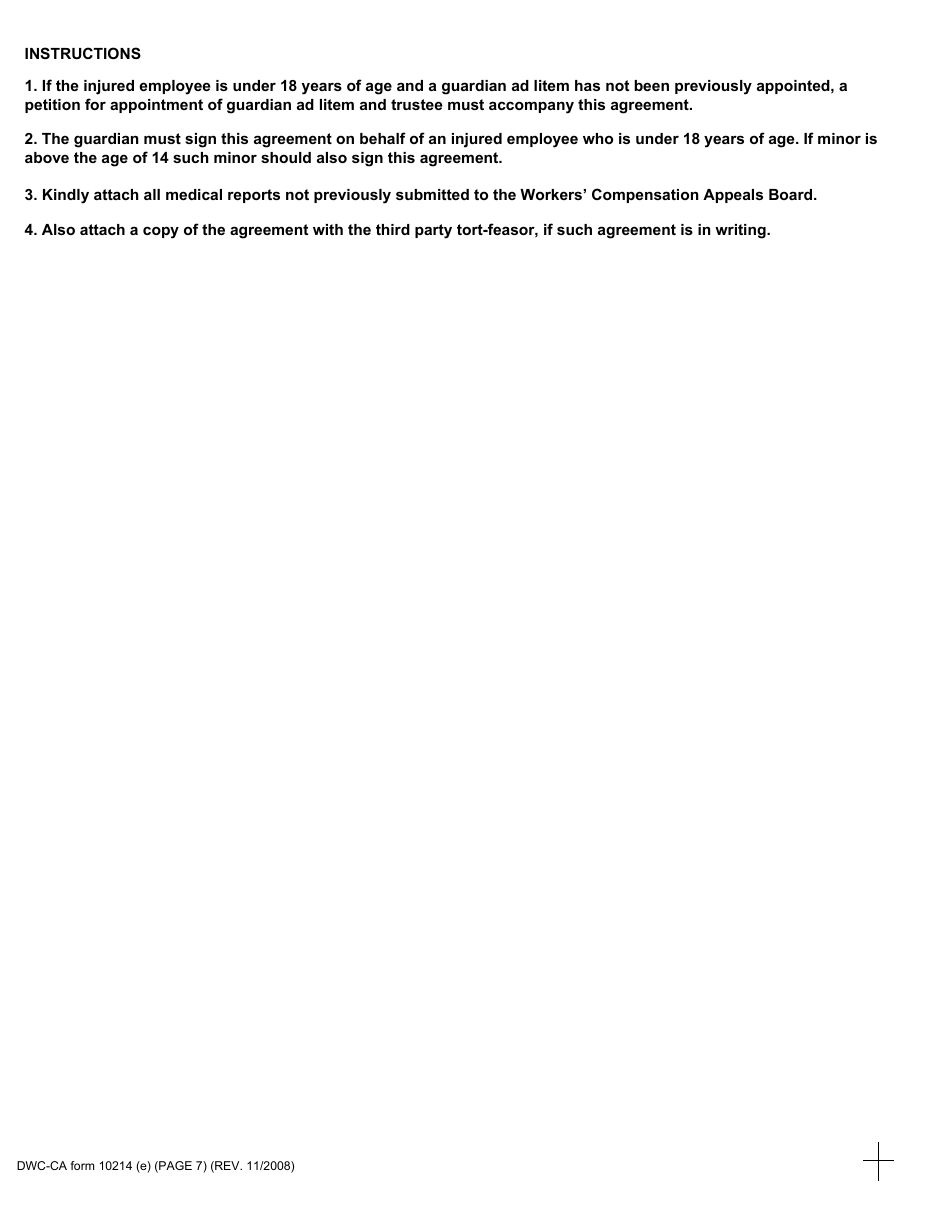 DWC-CA Form 10214 (E) Compromise and Release - Third Party - California, Page 7