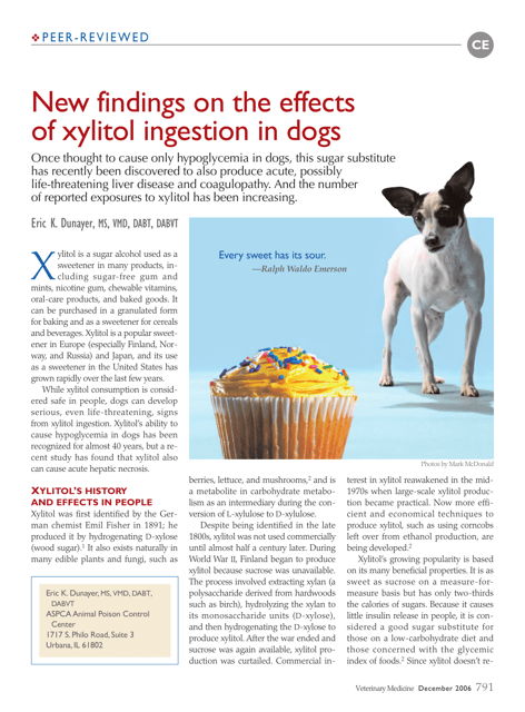 New Findings on the Effects of Xylitol Ingestion in Dogs - Eric K. Dunayer