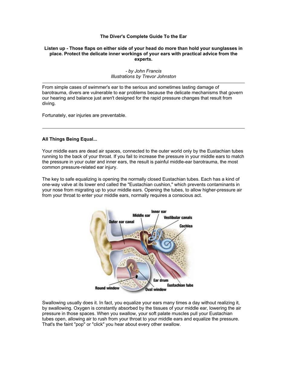 The Diver's Complete Guide to the Ear - John Francis, Trevor Johnston ...