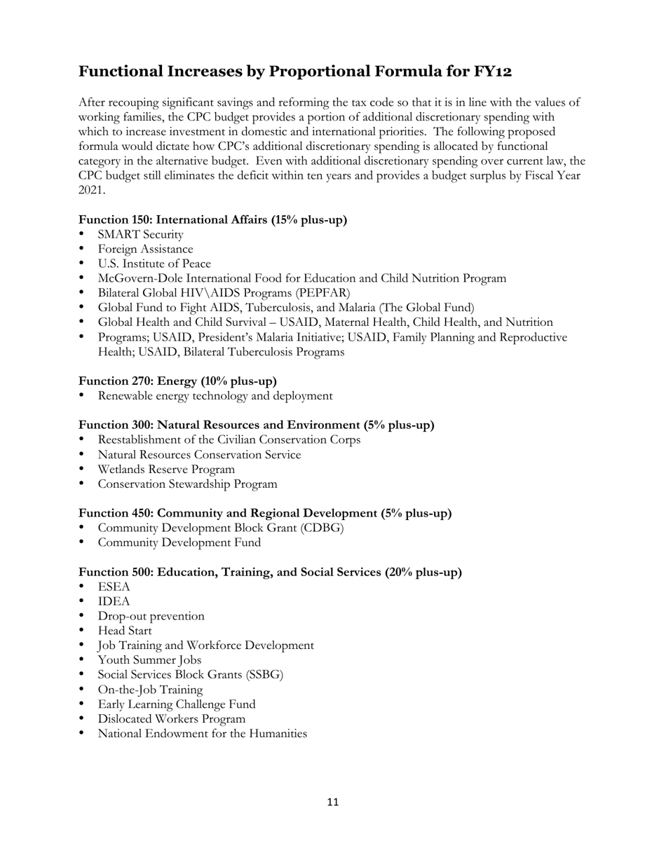 The Peoples Budget - Budget of the Congressional Progressive Caucus, Page 11