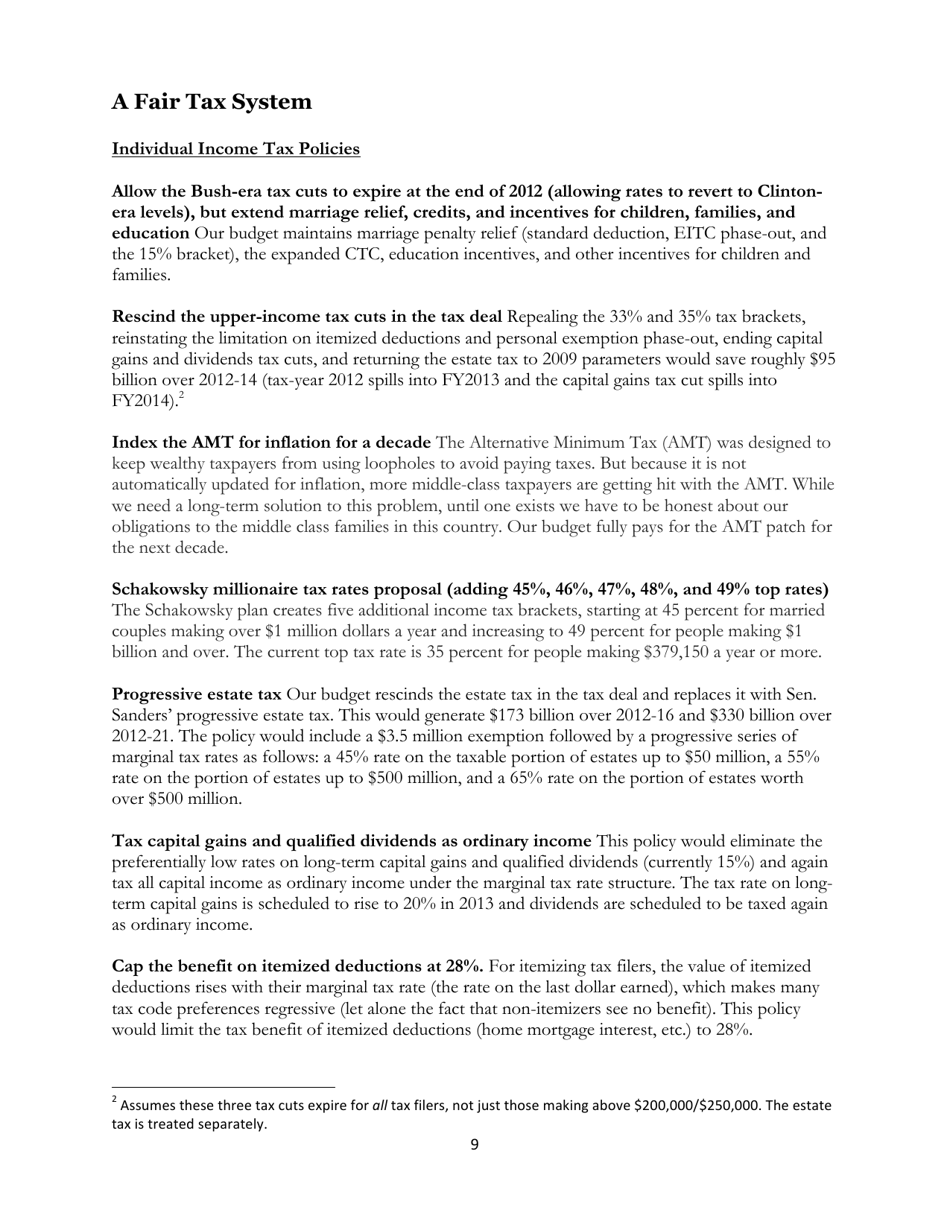 The Peoples Budget - Budget of the Congressional Progressive Caucus, Page 9