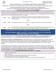 Document preview: Form DS-5504 Application for a U.S. Passport - Name Change, Data Correction, and Limited Passport Book Replacement