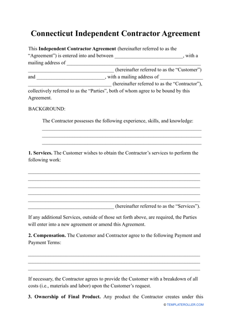 Independent Contractor Agreement Template - Connecticut