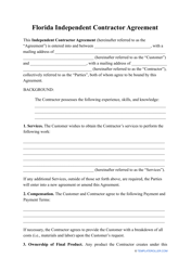 Independent Contractor Agreement Template - Florida